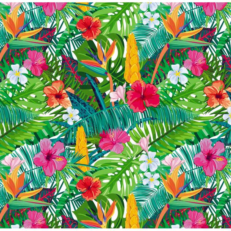 Toile cirée jungle multicolore - Nappe cirée fleurs très colorées